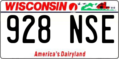 WI license plate 928NSE