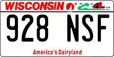 WI license plate 928NSF