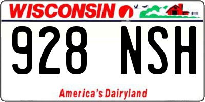 WI license plate 928NSH