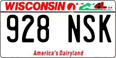 WI license plate 928NSK