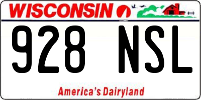 WI license plate 928NSL
