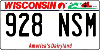 WI license plate 928NSM