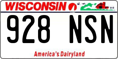 WI license plate 928NSN