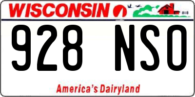 WI license plate 928NSO
