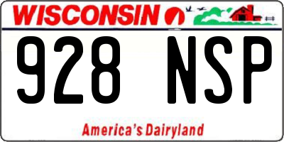 WI license plate 928NSP