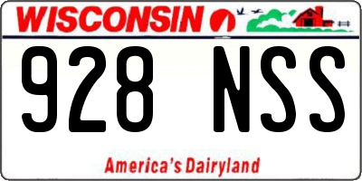 WI license plate 928NSS