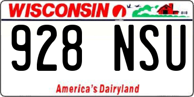 WI license plate 928NSU