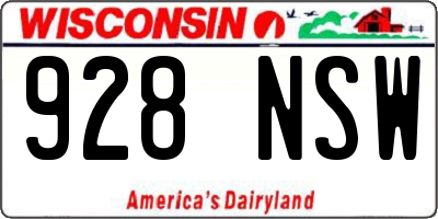 WI license plate 928NSW