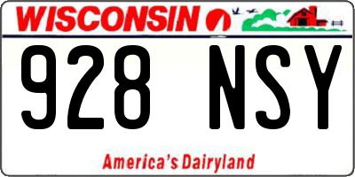 WI license plate 928NSY