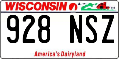 WI license plate 928NSZ