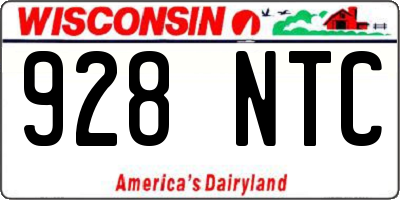 WI license plate 928NTC