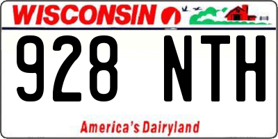 WI license plate 928NTH