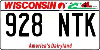 WI license plate 928NTK