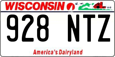 WI license plate 928NTZ