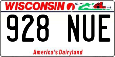 WI license plate 928NUE