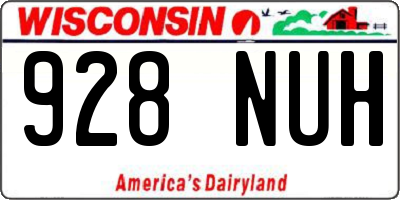 WI license plate 928NUH