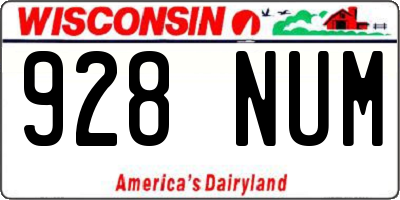 WI license plate 928NUM