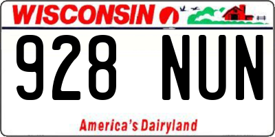 WI license plate 928NUN