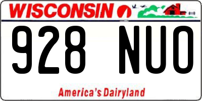 WI license plate 928NUO