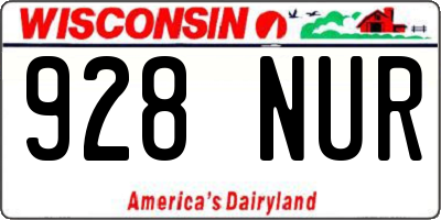 WI license plate 928NUR