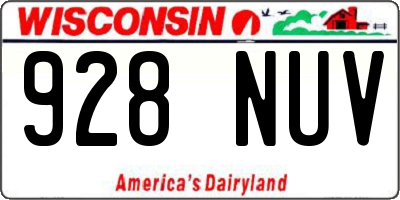 WI license plate 928NUV