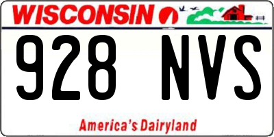 WI license plate 928NVS