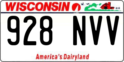 WI license plate 928NVV