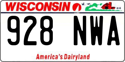 WI license plate 928NWA