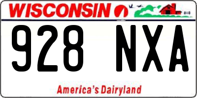 WI license plate 928NXA