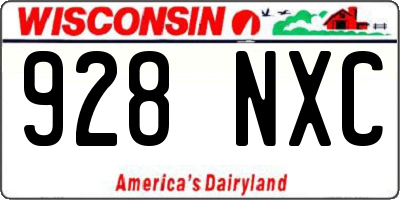 WI license plate 928NXC