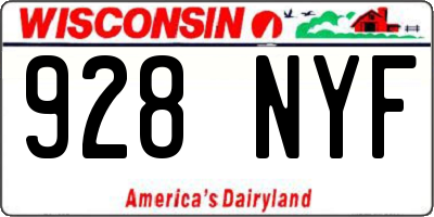 WI license plate 928NYF