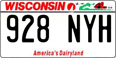 WI license plate 928NYH