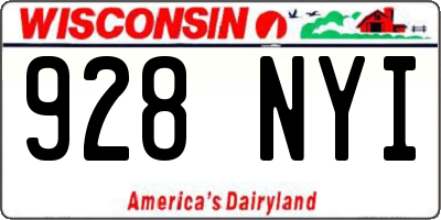WI license plate 928NYI