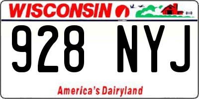 WI license plate 928NYJ