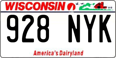 WI license plate 928NYK