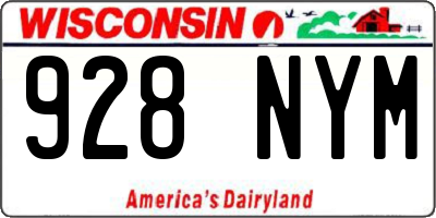 WI license plate 928NYM