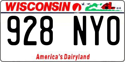 WI license plate 928NYO