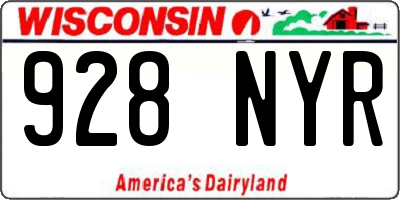 WI license plate 928NYR