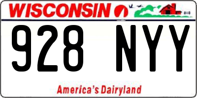 WI license plate 928NYY