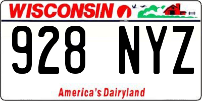 WI license plate 928NYZ
