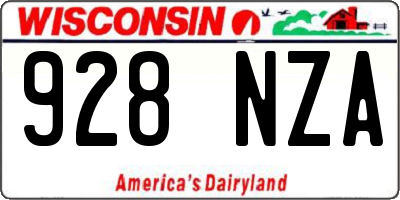 WI license plate 928NZA