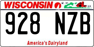 WI license plate 928NZB