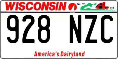WI license plate 928NZC
