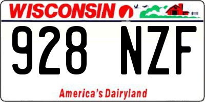 WI license plate 928NZF
