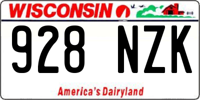 WI license plate 928NZK