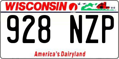 WI license plate 928NZP