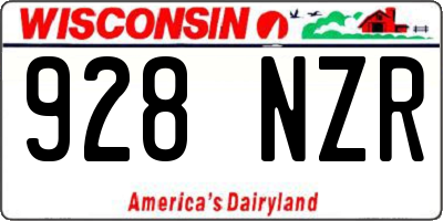 WI license plate 928NZR