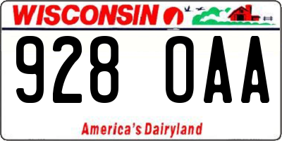 WI license plate 928OAA