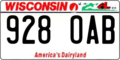 WI license plate 928OAB