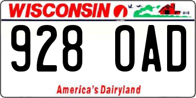 WI license plate 928OAD